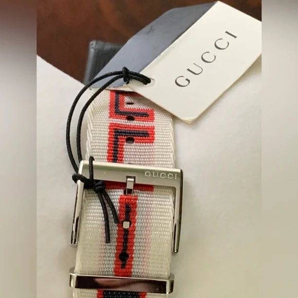Gucci G-Timeless 38mm White/Red/Blue Unisex Watch.Model Number YA1264071 NWT